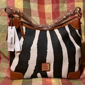 Dooney & Bourke Zebra Stripe Shoulder Bag - Black and Tan